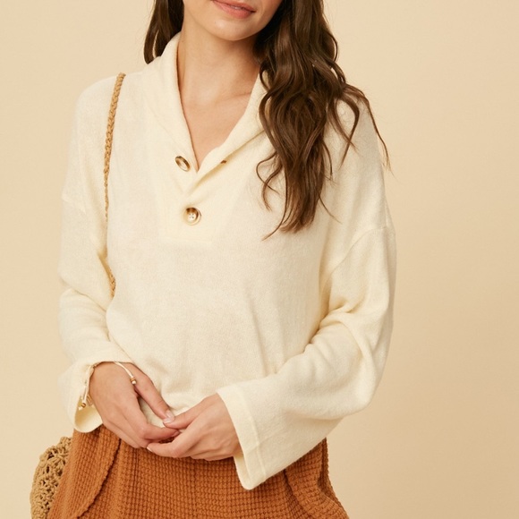 Listicle Tops - Listicle Ivy Shawl Collar Top Size Medium